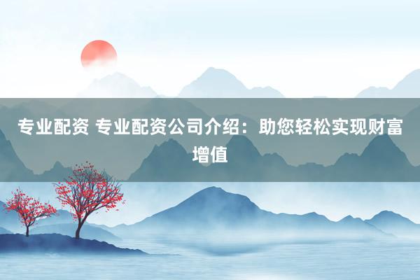 专业配资 专业配资公司介绍：助您轻松实现财富增值