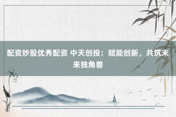 配资炒股优秀配资 中天创投：赋能创新，共筑未来独角兽