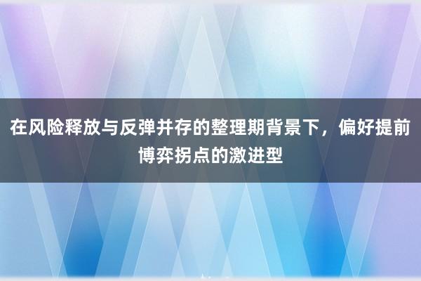 在风险释放与反弹并存的整理期背景下，偏好提前博弈拐点的激进型