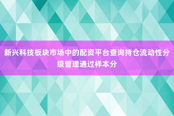新兴科技板块市场中的配资平台查询持仓流动性分级管理通过样本分