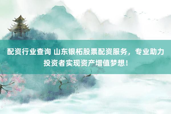 配资行业查询 山东银柘股票配资服务，专业助力投资者实现资产增值梦想！