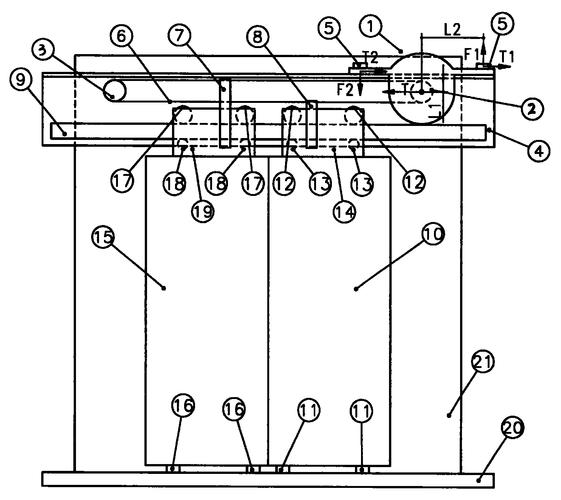 本发明公开了一种电梯轿厢门机装置,包括安装有驱动滑轮p的电动机
